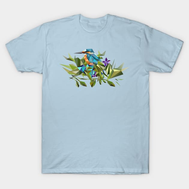 Common Kingfisher (halcyon) in Triangles T-Shirt by XOOXOO